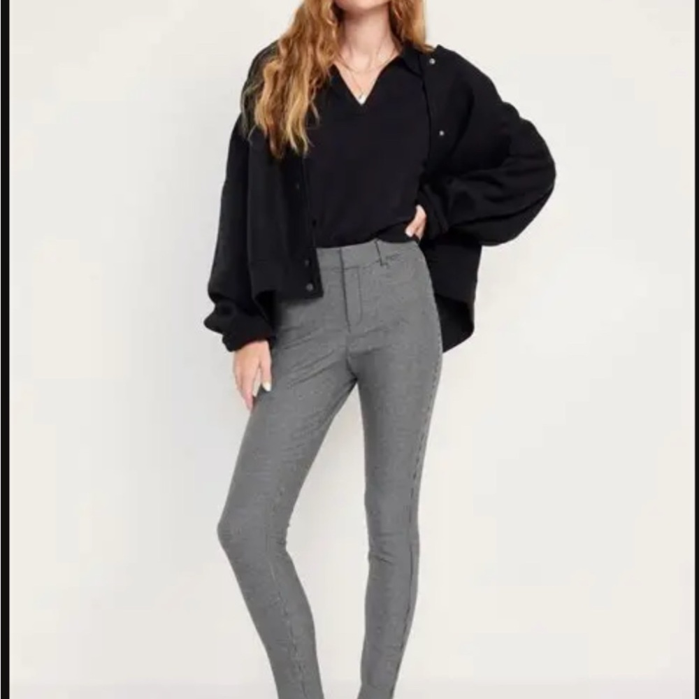 Old Navy Pixie Skinny High Rise Checkered Pants Gray Black Size 12 Ankle